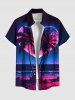 Ensemble de plage hawaïen assorti grande taille, imprimé cœur et noix de coco, mer ombrée, pour couples - Bleu 