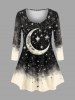 Galaxy Moon Star Tassel Print Plus Size Matching Set -  