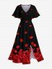 Ensemble assorti grande taille à imprimé pétales de roses pour la Saint-Valentin, pour couples - Noir 