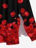 Ensemble assorti grande taille à imprimé pétales de roses pour la Saint-Valentin, pour couples - Noir 