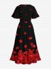 Ensemble assorti grande taille à imprimé pétales de roses pour la Saint-Valentin, pour couples - Noir 