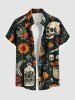 Ensemble de plage hawaïen assorti grande taille pour couples, motif tournesol, crâne et bouteille, imprimé banane. - Noir 