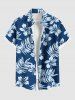 Ensemble de plage hawaïen assorti pour couples, imprimé feuilles tropicales et fleurs d'hibiscus, grandes tailles - Bleu Ciel 