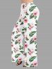 Flowers Leaf Print Plus Size Matching Hawaii Set -  