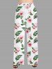 Flowers Leaf Print Plus Size Matching Hawaii Set -  