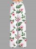 Flowers Leaf Print Plus Size Matching Hawaii Beach Outfit For Couples -  