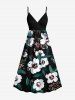 Impression de peinture à l'huile de fleurs et de feuilles, grande taille, tenue de plage hawaïenne assortie pour couples - Noir 