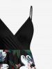 Impression de peinture à l'huile de fleurs et de feuilles, grande taille, tenue de plage hawaïenne assortie pour couples - Noir 