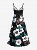 Impression de peinture à l'huile de fleurs et de feuilles, grande taille, tenue de plage hawaïenne assortie pour couples - Noir 
