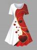 Valentine's Day Heart Colorblock Print Plus Size Matching Outfit For Couples -  