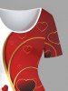 Valentine's Day Heart Colorblock Print Plus Size Matching Outfit For Couples -  