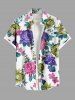 Colorful Flower Leaf Print Plus Size Matching Hawaii Beach Outfit For Couples -  