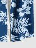 Chemise hawaïenne grande taille pour homme, à imprimé feuilles tropicales et fleurs d'hibiscus, boutons et poche. - Bleu Ciel M
