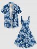 Plus Size Hibiscus Flowers Tropical Leaf Print Hawaii Tank Dress -  