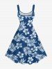 Plus Size Hibiscus Flowers Tropical Leaf Print Hawaii Tank Dress -  