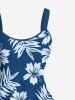 Plus Size Hibiscus Flowers Tropical Leaf Print Hawaii Tank Dress -  