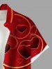 Plus Size Valentine's Day Heart Colorblock Print Buttons Pocket Shirt For Men -  