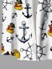 Plus Size Ducks Pirate Anchor Ship Rudder Cruise Print Buttons Pocket Hawaii Shirt For Men -  