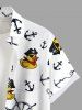 Plus Size Ducks Pirate Anchor Ship Rudder Cruise Print Buttons Pocket Hawaii Shirt For Men -  