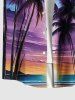 Plus Size Galaxy Coconut Tree Seascape Print Buttons Pocket Hawaii Shirt For Men -  