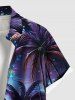 Plus Size Galaxy Coconut Tree Seascape Print Buttons Pocket Hawaii Shirt For Men -  