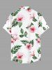 Plus Size Flowers Leaf Print Buttons Pocket Hawaii Shirt For Men -  