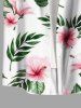 Plus Size Flowers Leaf Print Buttons Pocket Hawaii Shirt For Men -  