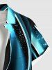 Plus Size Cross Musical Notes Galaxy Light Beam Print Buttons Pocket Hawaii Shirt For Men -  
