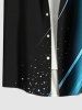 Plus Size Cross Musical Notes Galaxy Light Beam Print Buttons Pocket Hawaii Shirt For Men -  