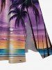 Robe midi fendue hawaïenne à imprimé galaxie, cocotier et paysage marin, grande taille - Pourpre  6X