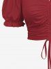 Plus Size Cinched Ruched Ruffles Cold Shoulder Cami Top -  