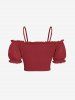Plus Size Cinched Ruched Ruffles Cold Shoulder Cami Top -  