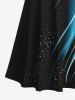 Plus Size Cross Musical Notes Galaxy Light Beam Print Cold Shoulder Crisscross Hawaii Maxi Dress -  