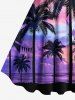 Robe trapèze hawaïenne grande taille à imprimé galaxie ombré et cocotiers illuminés - Pourpre  M