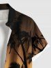 Chemise à poches boutonnées Hawaï pour hommes, imprimé ombré crépuscule, motif cocotiers grande taille - Jaune S