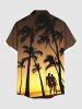Chemise à poches boutonnées Hawaï pour hommes, imprimé ombré crépuscule, motif cocotiers grande taille - Jaune S