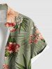 Chemise à poches boutonnées grande taille pour homme, imprimée de fleurs d'hibiscus et de feuilles tropicales, style hawaïen - Vert 5XL