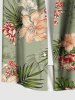 Chemise à poches boutonnées grande taille pour homme, imprimée de fleurs d'hibiscus et de feuilles tropicales, style hawaïen - Vert 5XL