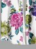 Plus Size Colorful Flower Leaf Print Hawaii Button Pocket Shirt For Men -  