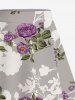 Jupe trapèze fendue hawaïenne à imprimé fleurs et feuilles grande taille - Gris Clair 1X