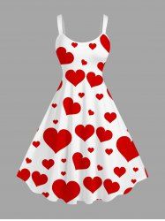 Plus Size Valentine's Day Heart Print Tank Dress -  