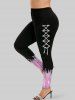 Grommets Lace Up Sparkling Sequin Stripes Glitter 3D Print Plus Size Matching Set -  