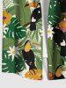 Plus Size Daisy Flowers Tropical Leaf Bird Print Buttons Pocket Hawaii Shirt For Men - Vert M