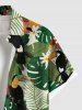 Plus Size Daisy Flowers Tropical Leaf Bird Print Buttons Pocket Hawaii Shirt For Men - Vert M