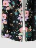 Plus Size Flowers Leaf Print Buttons Pocket Hawaii Shirt For Men -  