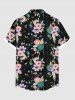 Plus Size Flowers Leaf Print Buttons Pocket Hawaii Shirt For Men -  