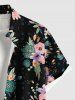 Plus Size Flowers Leaf Print Buttons Pocket Hawaii Shirt For Men -  