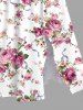 Plus Size Valentine's Day Rose Flowers Leaf Print Split Midi Dress -  