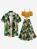 Jupe hawaïenne fendue à imprimé marguerites, feuilles tropicales et oiseaux, grande taille - Vert 4X