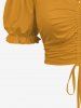 Plus Size Cinched Ruched Ruffles Cold Shoulder Cami Top -  